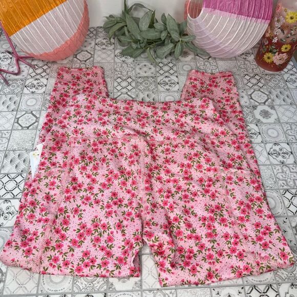 NWT Evolution and Creation Pink Floral Athletic Leggings - Picture 2 of 4